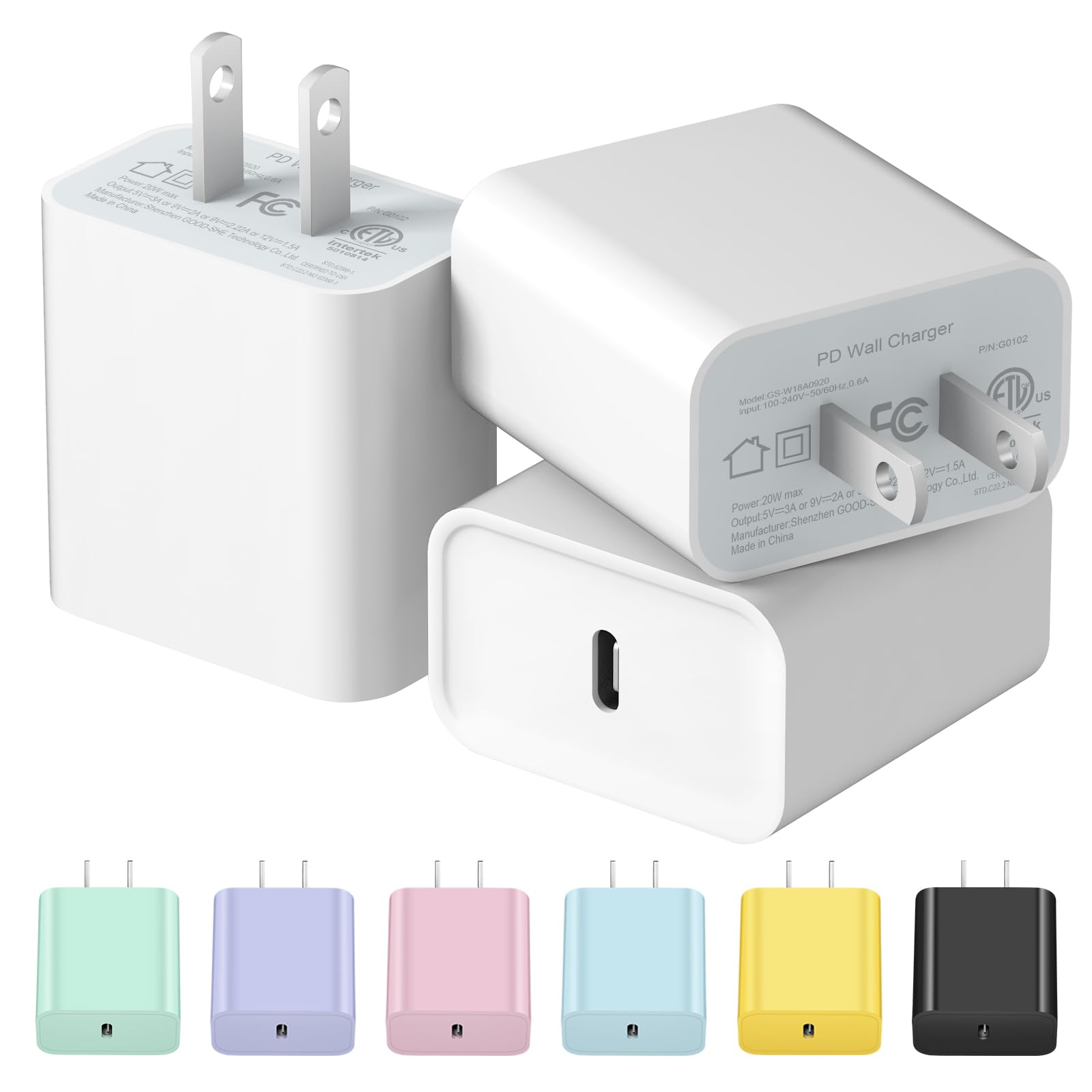 USB-C 20W Power Adapter & MagSafe 3ケーブル Amazon.com: USB C Fast Charger, 3 Pack 20W USB-C Power Adapter